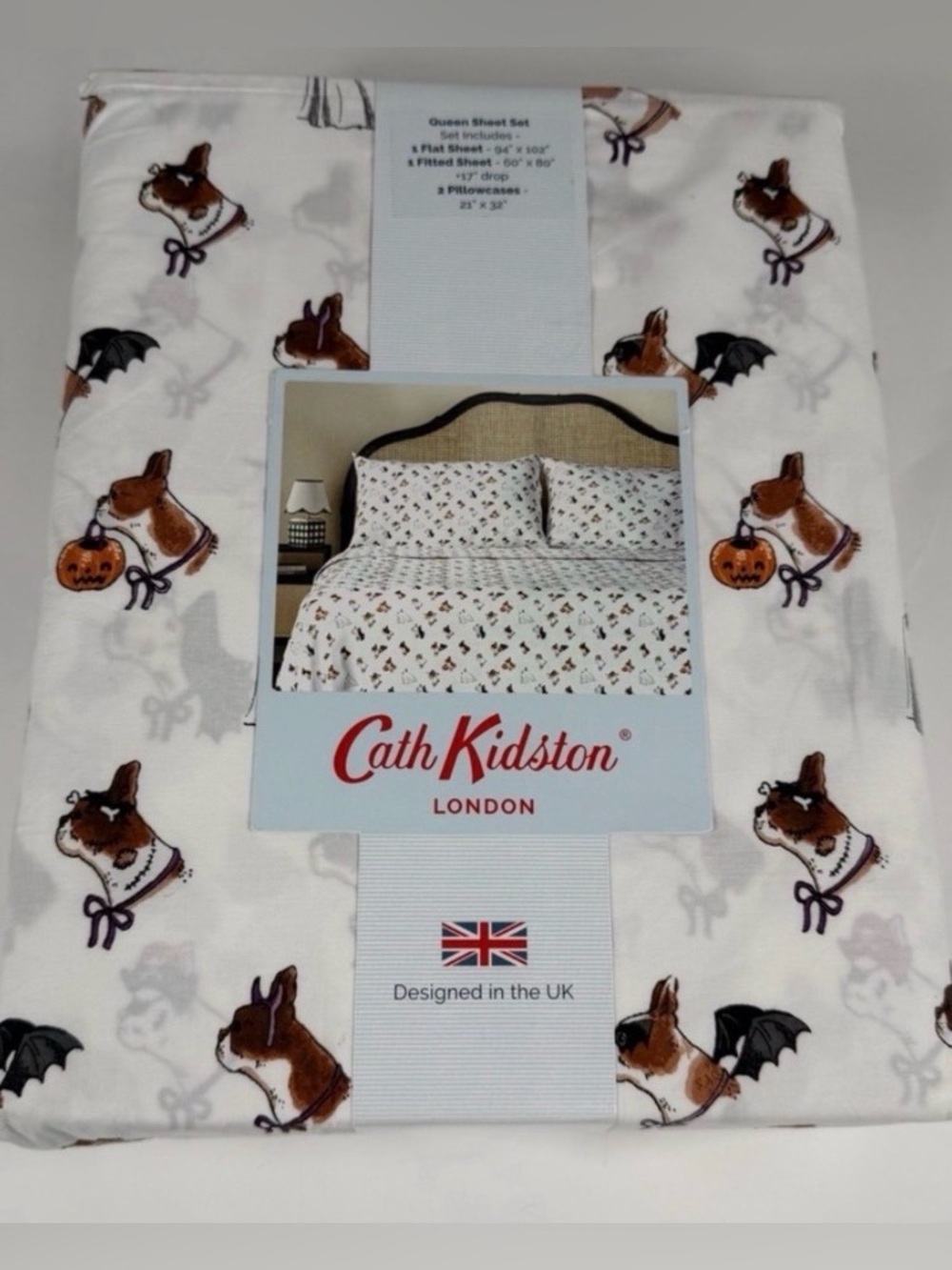 Cath Kidston London
"Spooky Dogs" Multicolor
Queen 100% Cotton Sheet Set
4pc